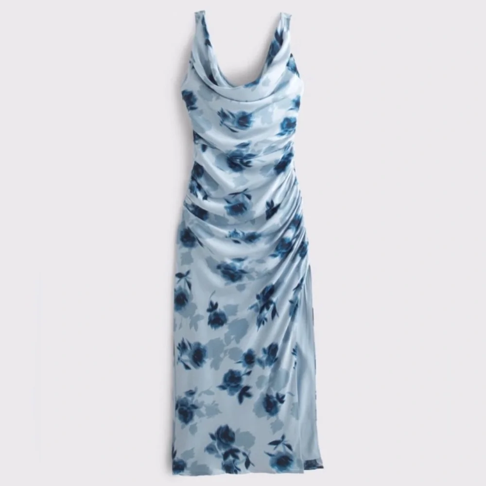 Abercrombie & Fitch Blue Cowl Neck Draped Maxi Dress NWT